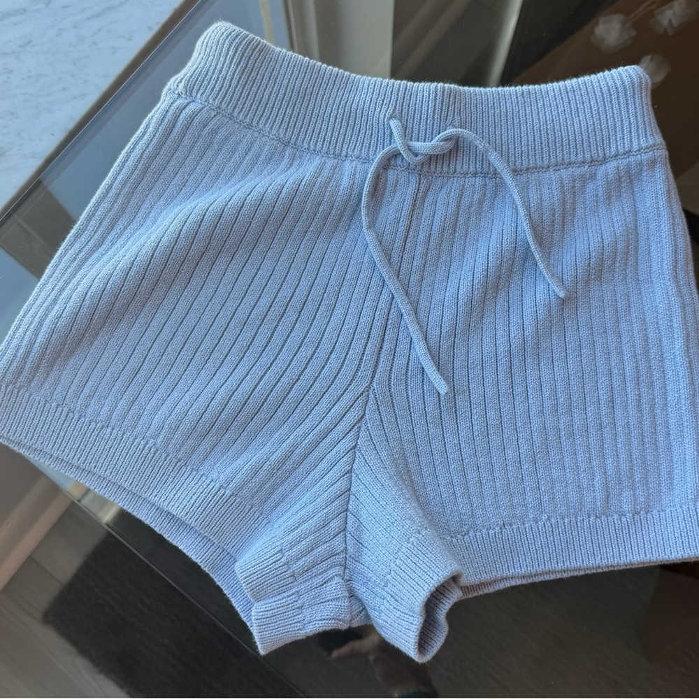 Reformation High Waist Knit Shorts - Light blue